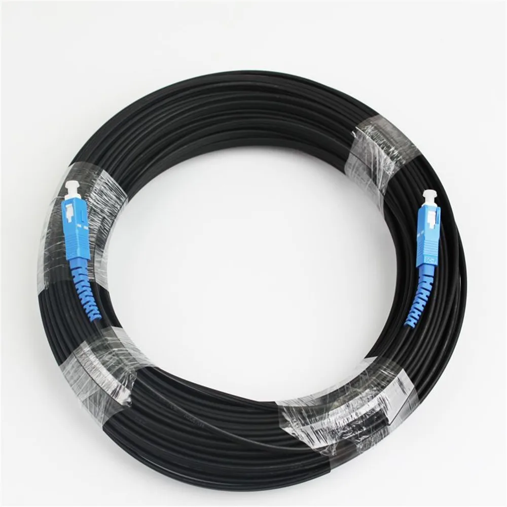 Free Shipping 10M 20M 30M Outdoor Drop Cable SC Singlemode SM Simplex FTTH Single Mode Fiber Optic Jumper Cable Steel Stengthen