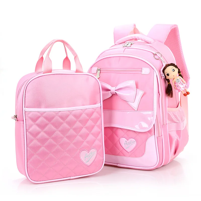 2 шт./компл., школьный ранец с мультяшным бантом для девочек, сумка для книг, рюкзак, детские школьные сумки, высококачественный Водонепрониц...