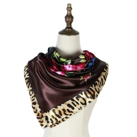 femme silk touch scarf 90cm square leopard floral print neck hijabs hombre stole invierno mujer headscarf