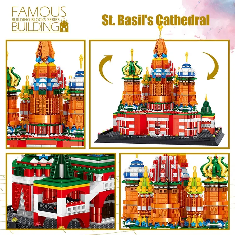 

City Creator Street View Diamond St.Vassily Church Architecture Bricks Famous Notre-Dame De Paris House Building Block Toys Kids