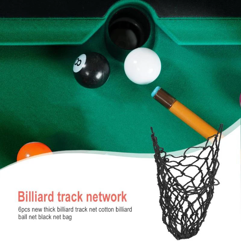 

6Pcs/Set Black Billiard Pool Snooker Table Nylon Mesh Net Bags Pockets Club Kit