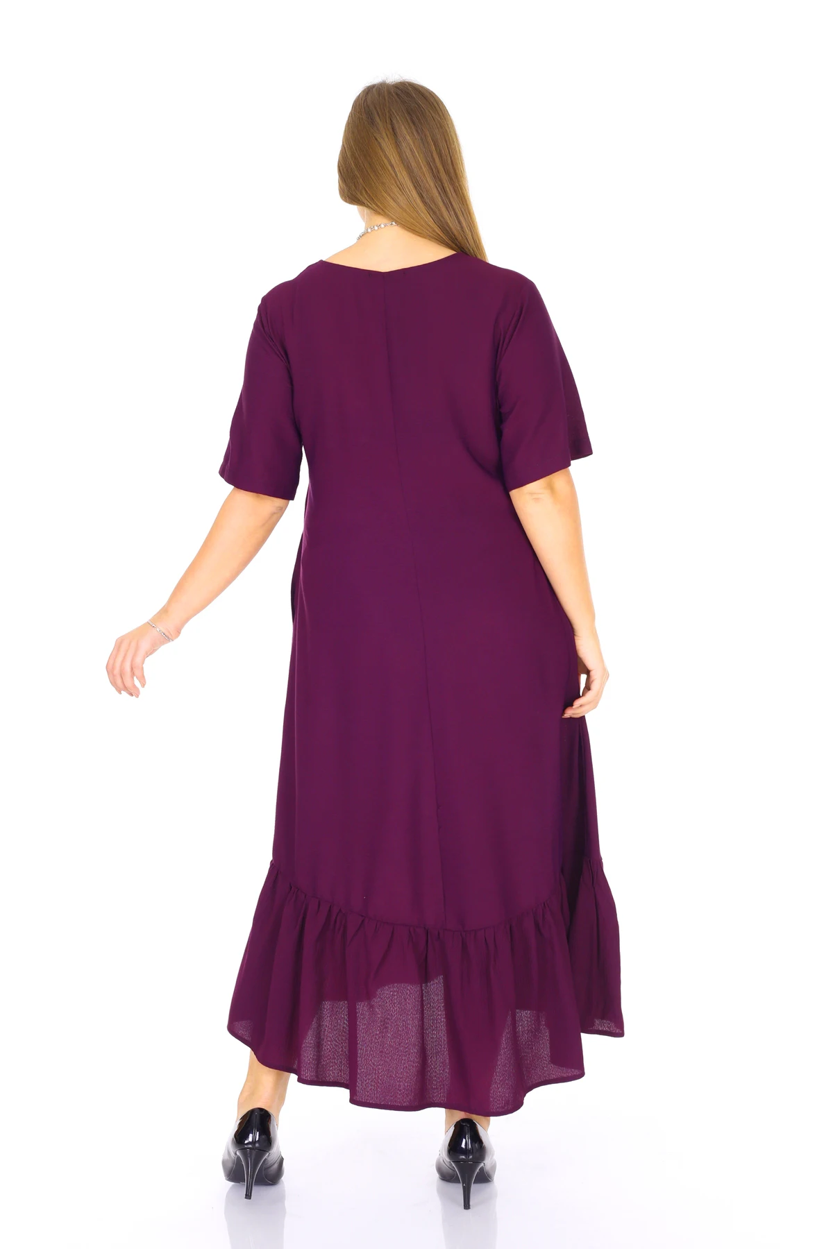 

Schk Women Large Size Skirt Ruffle Dress Purple 1569