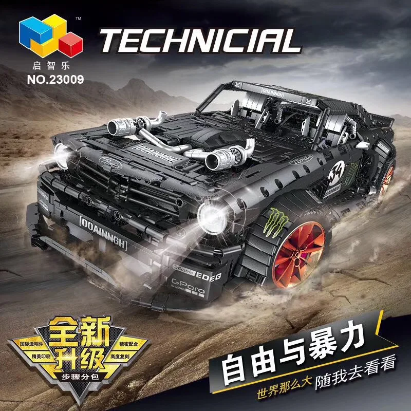 

H&HXY IN STOCK 23009 3168Pcs Ford Mustang Hoonicorn RTR V2 Racing Car MOC-22970 building block bricks Kids toy gift