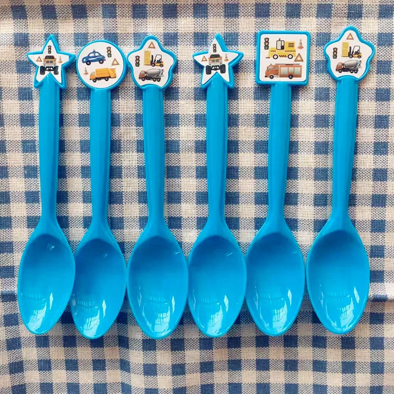 Разноцветные Одноразовые столовые приборы с принтом милых мультяшных