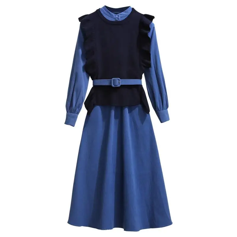 Женское трикотажное платье-жилет ICHOIX длинное офисное платье в Корейском стиле