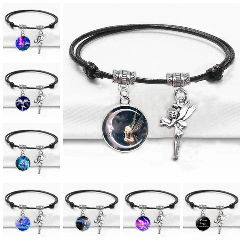 Готический Шарм Ангел Луна стеклянный браслет из кабошона сказка шпилька модная