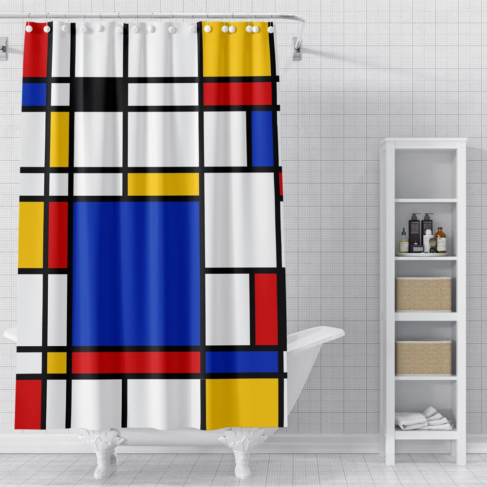 Современная занавеска для душа с крючком яркие геометрическим принтом