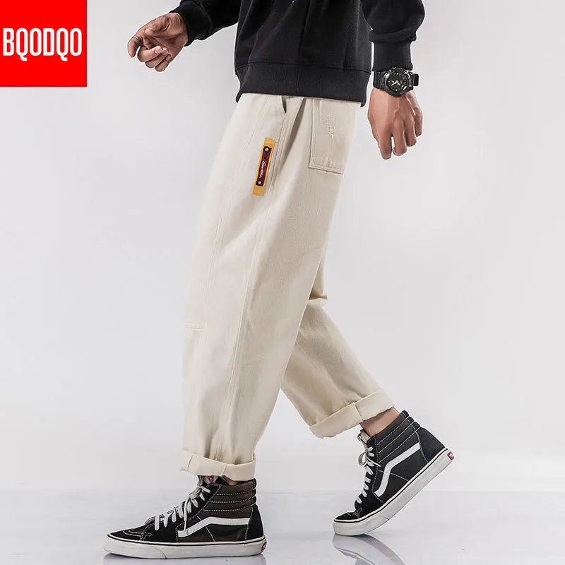 Хлопковые хаки повседневные уличные брюки карго для фитнеса мужские хип хоп