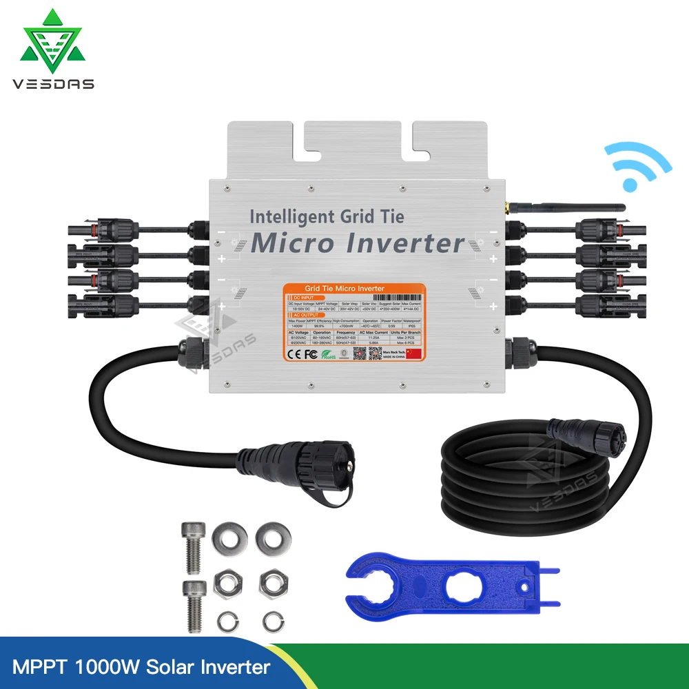 1400W or 1000W Micro Solar Inverter MPPT Home On Grid Tie Inverter 30V 36V DC Pure Sine Wave Power Converter for 110V 220V Grid