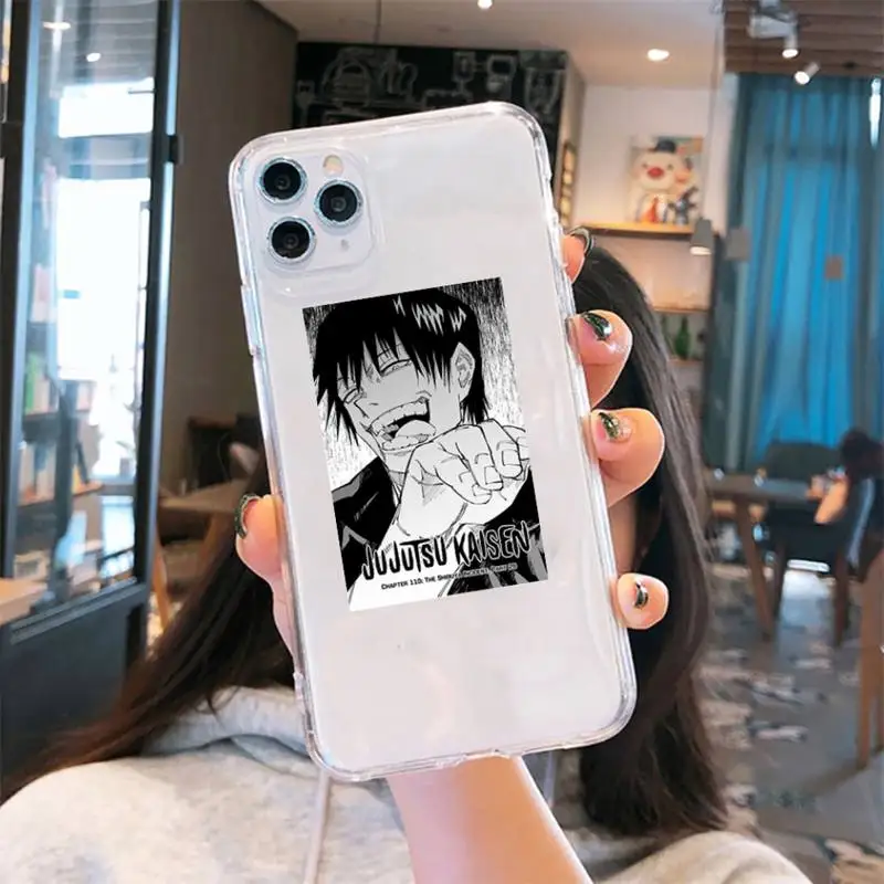

Japanese Anime Jujutsu Kaisen Phone Case Transparent for iPhone 6 7 8 11 12 s mini pro X XS XR MAX Plus cover funda shell