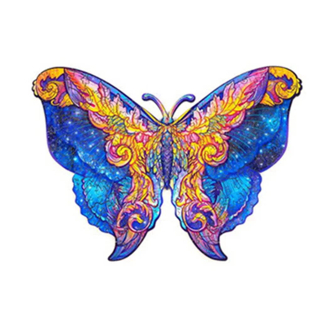 

Galaxy Butterfly Wooden Puzzle Irregular Animal Jigsaw Puzzle Holiday Gifts Improve Concentration Children Adults Toy