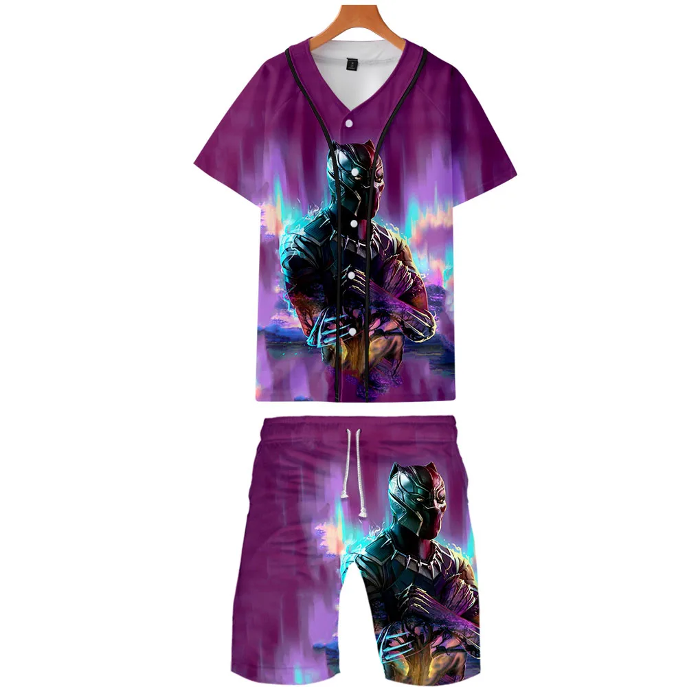 

3D Chadwick Boseman T-shirt baseball uniform+Shorts WAKANDA FOREVER T-Shirt+Beach Shorts Men/Women Sets Summer Breathable Tops