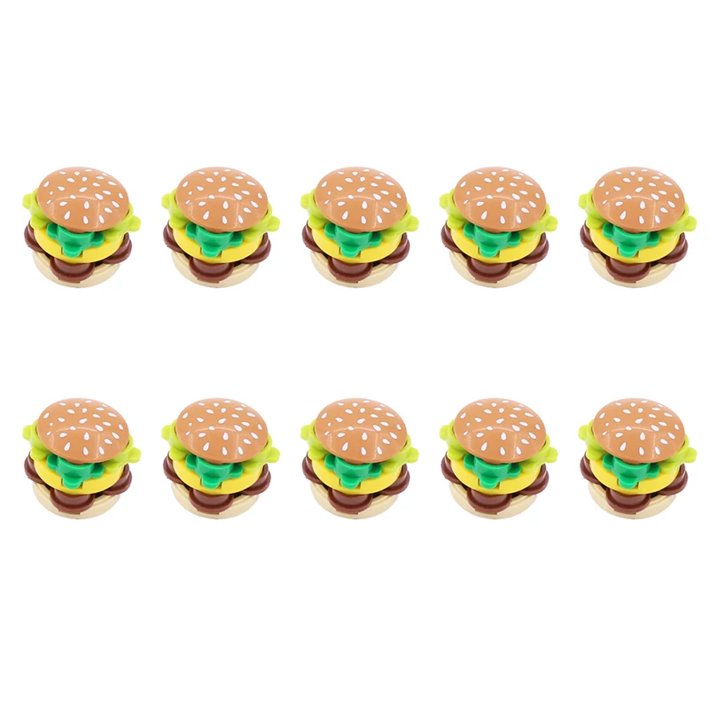 City Accessories Food Cheeseburger Tomato Burger 10PCS Building Blocks Educational Toys Children's Gifts Parts Cities Mini Model - купить