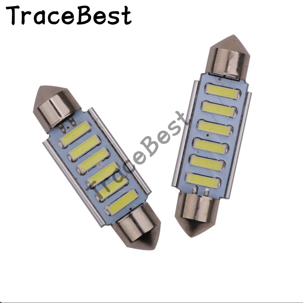 2 предмета в комплекте 39 41 мм 7020 6SMD DE3423 DE3425 C5W CANBUS Error Free светодиодный лампы Авто
