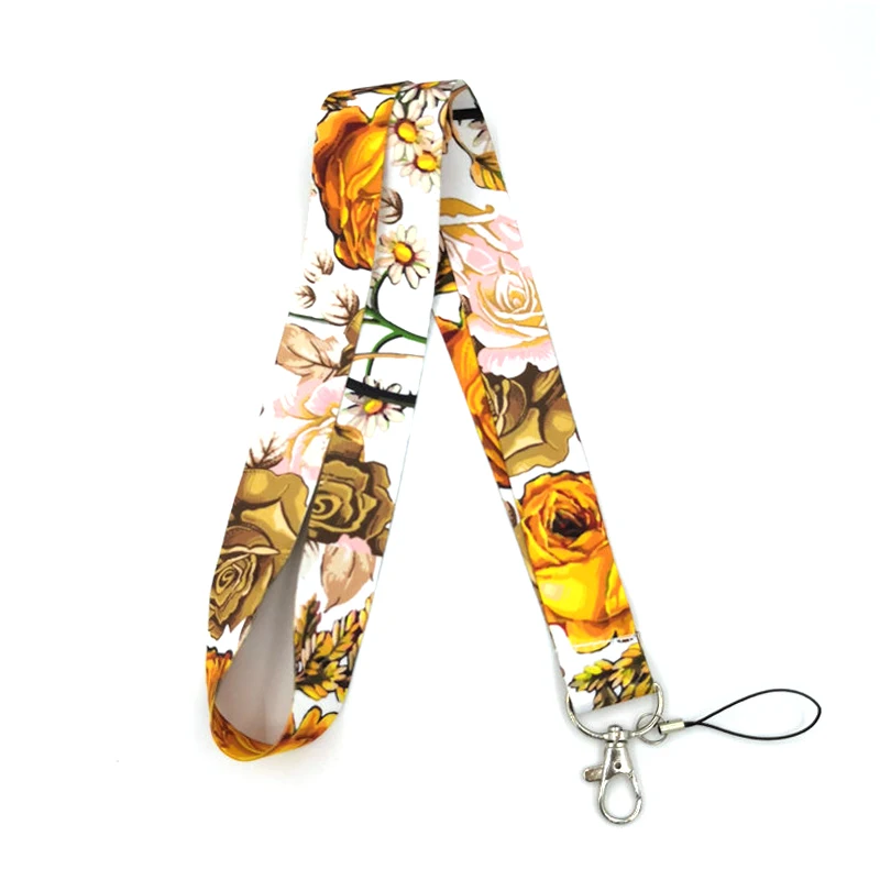 

10pcs Rose painting vintage funny gifts women Neck Lanyard keychain Mobile Phone Strap ID Badge Holder KeyChain Keyring cosplay