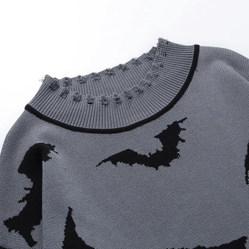 

Rosetic Goth Women Sweater Pullover Harajuku Knitted Tops Winter Gothic Animal Print Long Knitwear Fashion Jupmer Oversized Top