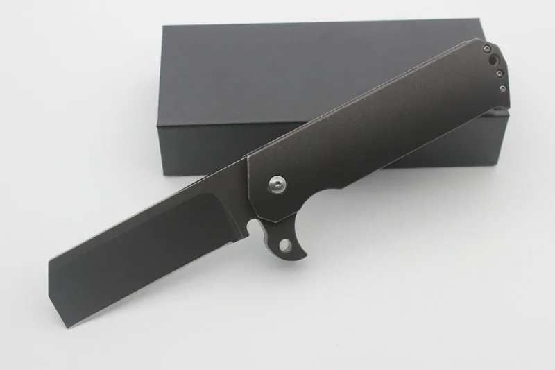 Высокое качество Salsh большой Флиппер складной нож Черный Stonewash лезвие титановая