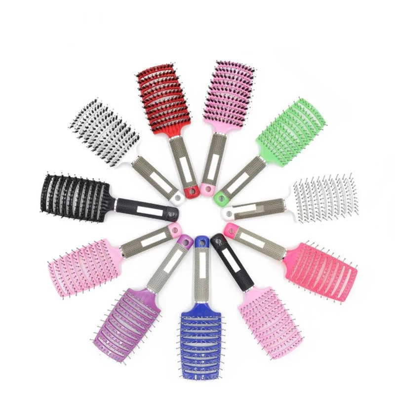 

Curved Vented Boar Bristle Hair Brush Professional Detangling Hairbrush Head Massage Comb Hairdressing Styling Comb for Women