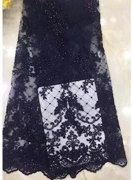 2 navy blue 5 ярдов/шт) серый цвет африканская французская кружевная ткань с замечательной вышивкой и блестками Нежный тюль кружева для вечерние FZZ284 - Цвет: 2 navy blue