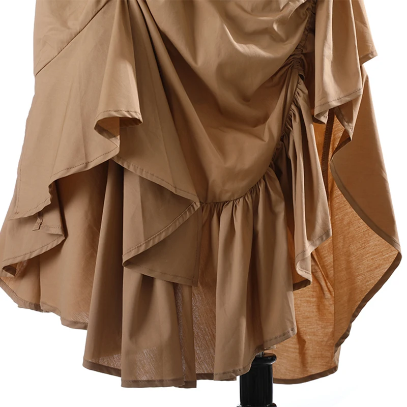 

[EAM] High Waist White Irregular Ruffles Elegant Long Half-body Skirt Women Fashion Tide New Spring Summer 2021 1DE0801