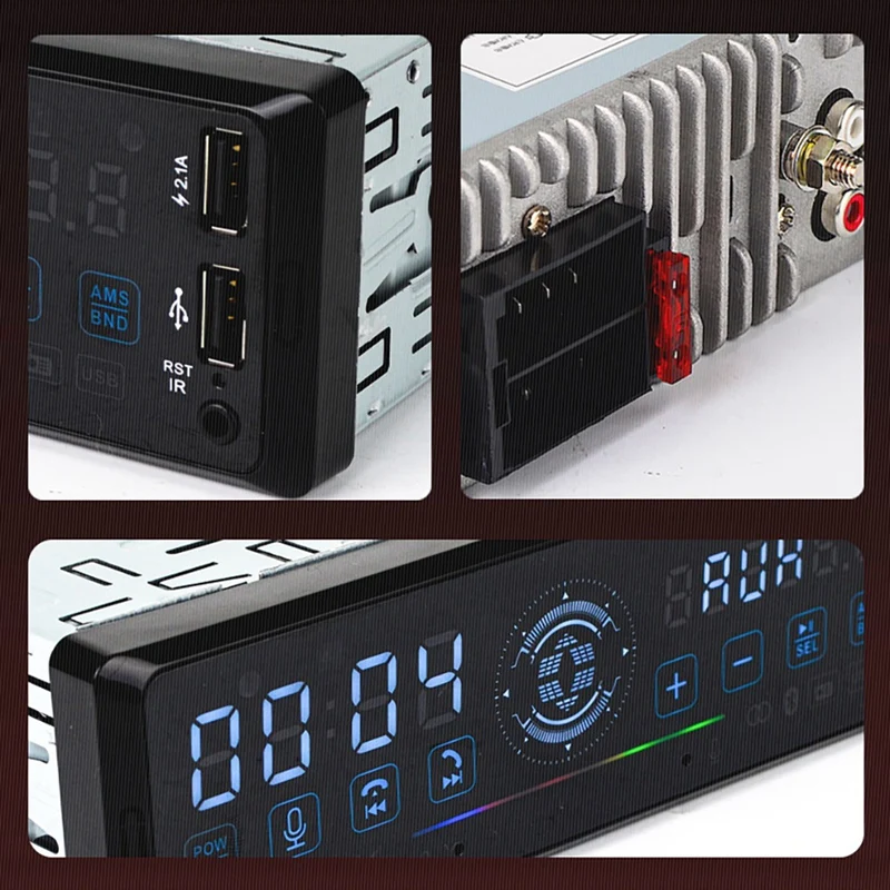 

2 USB Ports 12V Voice Assistant FM Gesture Control 1 Din Bluetooth AUX Car Radio MP3 Colorful Display