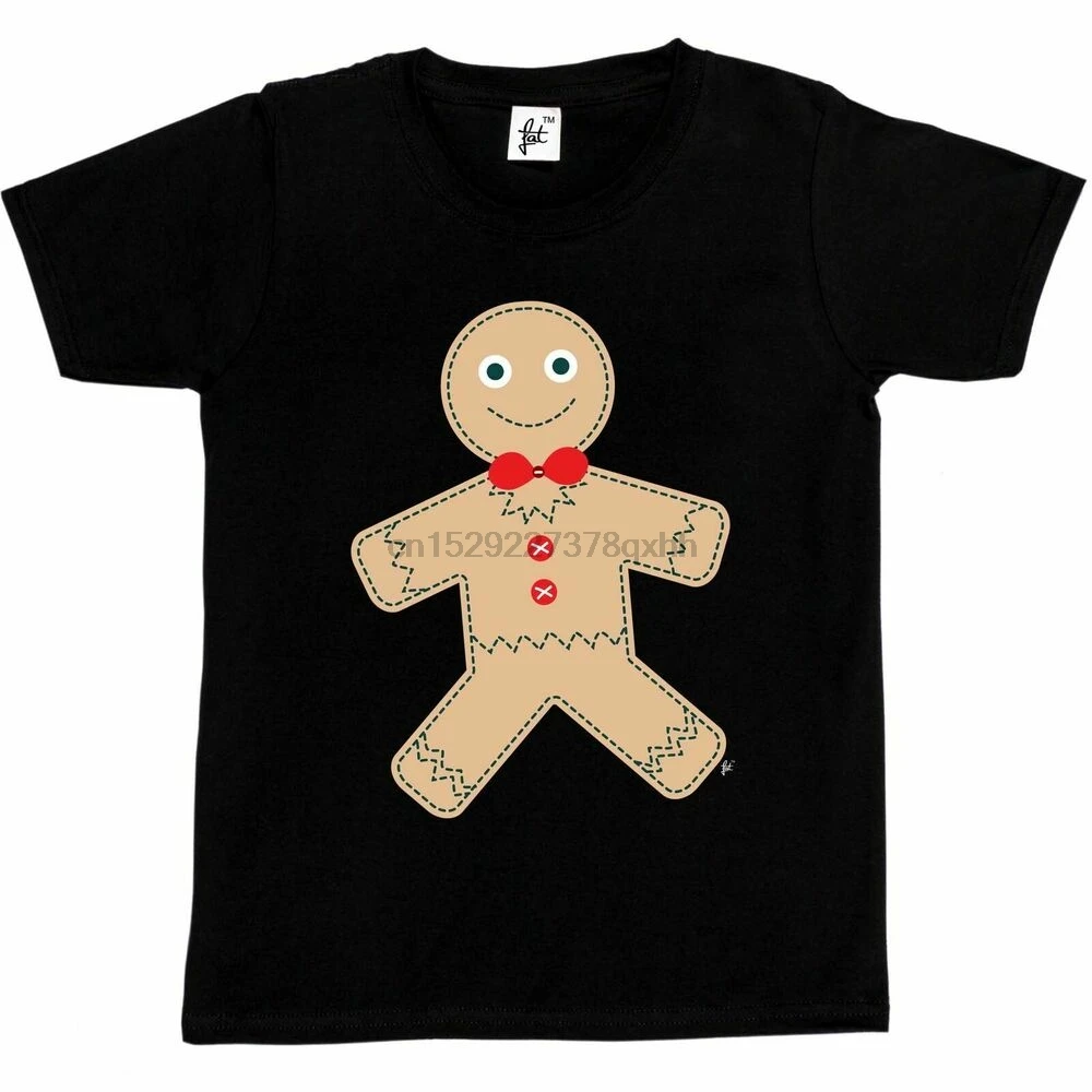 Рождественская футболка для мальчиков и девочек с имбирным человеком красным