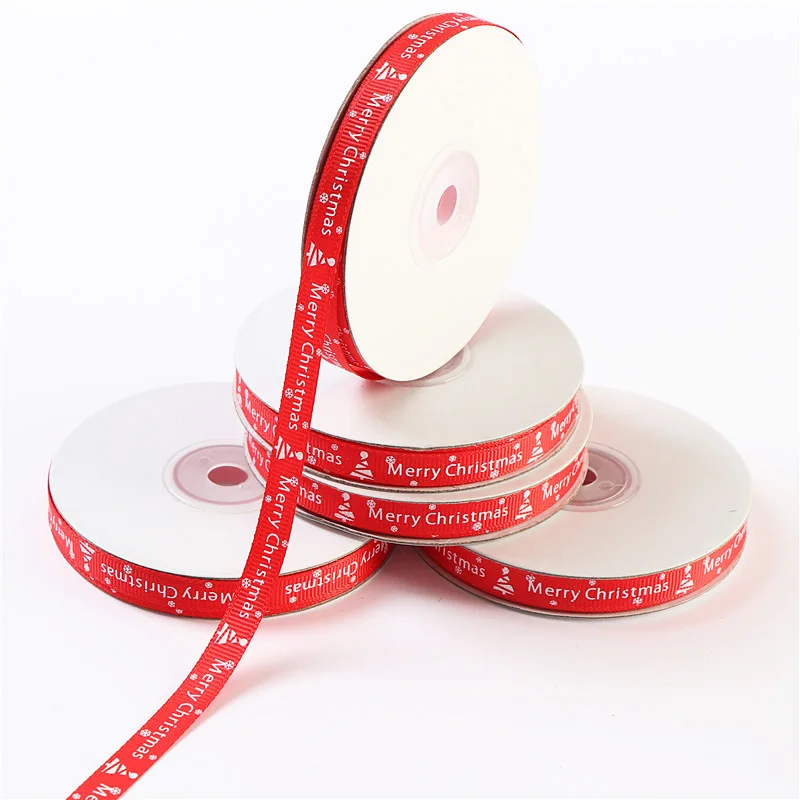 5 ярдов/рулон зеленые/красные ленты для украшения рождественской тематической