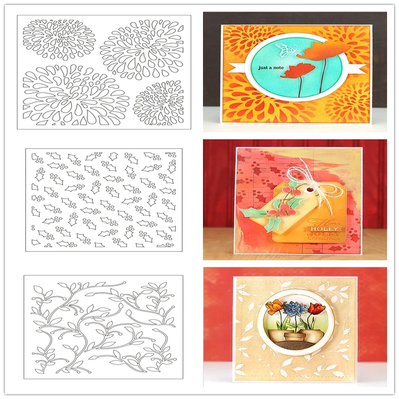 6*6 дюймов пластиковый трафарет водослива цветок ветка стволовая форма Холли для