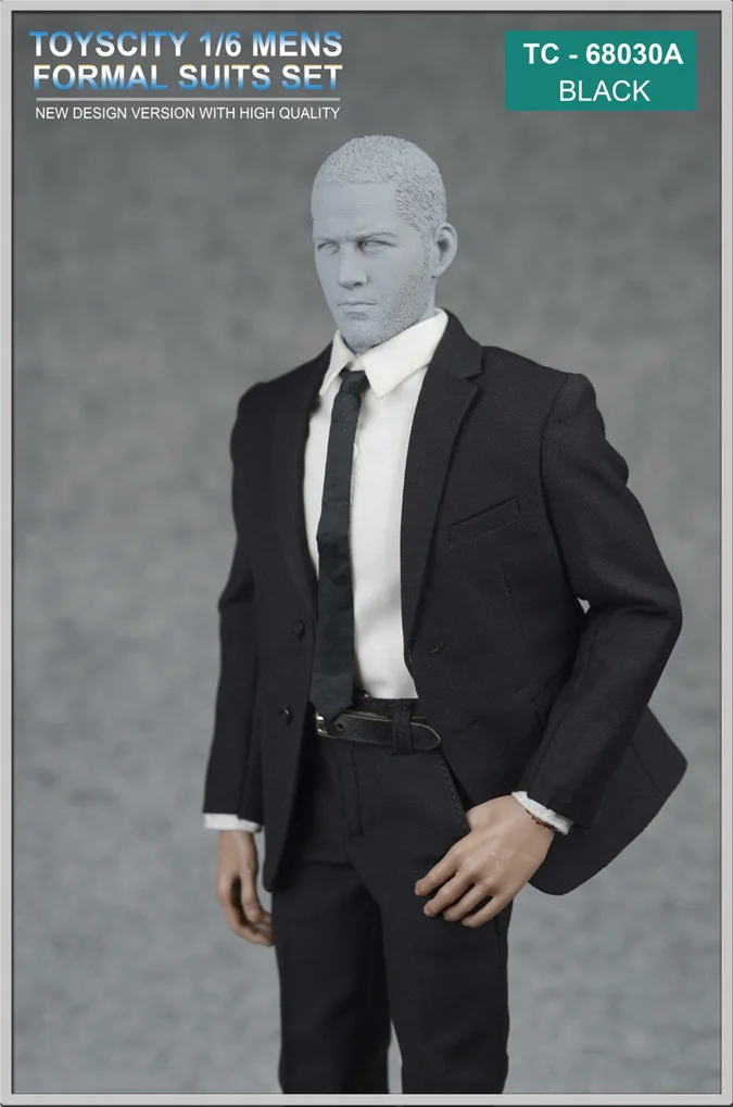 

1:6 Scale Male Man Formal suit&shoes Clothes Clothing Set black/grey Color For 12 Inches Handsome Man Action Figure Accessory