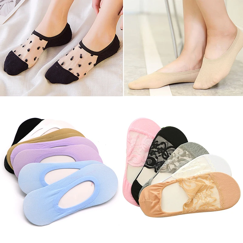3Pair Woman Calcetines Invisible Boat Socks Women's Short Socks Female Ladies Shallow Mouth No Show Socks Slippers Summer Style