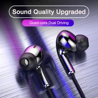 quad core mobile wired headphones bass 3 5mm stereo phone earphone earbuds sport wire headset mic music untuned headphones
