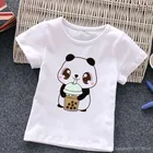 Милая Детская футболка с рисунком панды, футболки с рисунком молочного чая для маленьких мальчиков и девочек, детская одежда для малышей