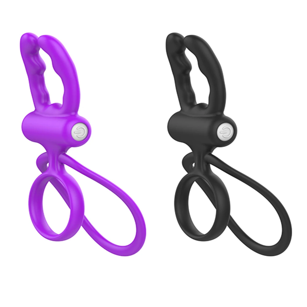 Мягкий силиконовый двойной вибратор для задержки эякуляции кольцо на член