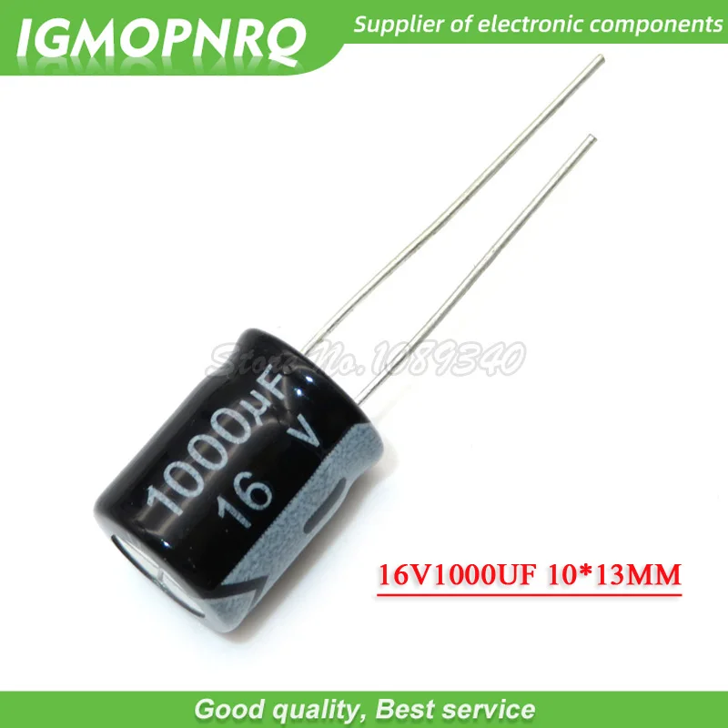 Алюминиевый электролитический конденсатор 16V1000UF 10*13 мм 1000 мкФ 16V 10cm * 13cm 16V-1000 мкФ, 10 шт.
