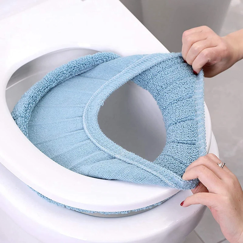 Мягкий плюшевый чехол для унитаза 2 шт. из моющейся ткани полностью закрытый