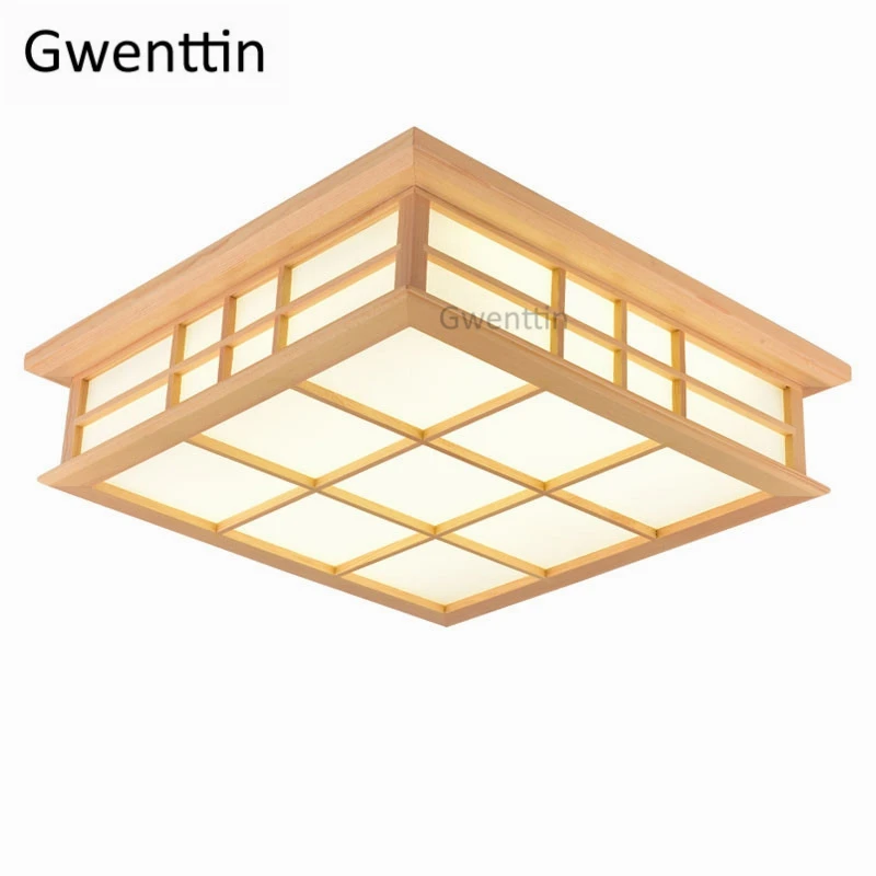 Японский стиль деревянный светодиодный потолочный светильник с татами