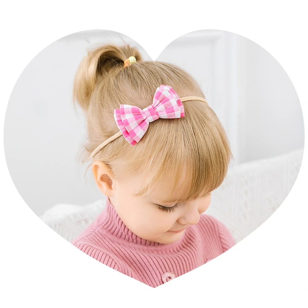 

Новые повязки в клетку с бантом для девочек, детские аксессуары, эластичные повязки для волос, заколки для волос головная повязка, аксессуар...