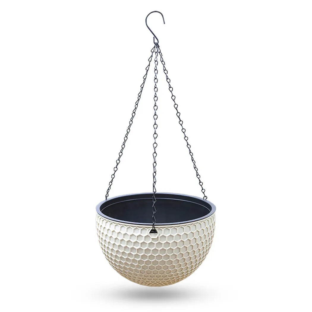 

Macrame Honeycomb Rattan Plaited Hanging Baskets Garden Plant Flower Pot Resin Planter With Chain Plastic Flowerpot