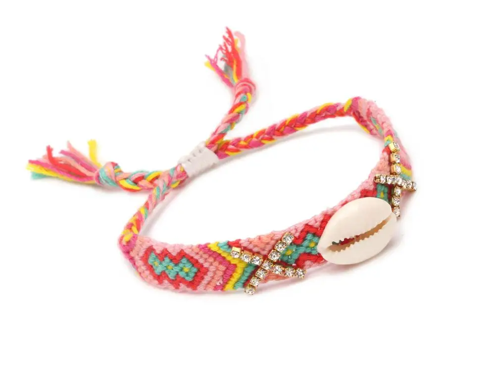 Богемский ацтекский аглар Майя коготь цепь Кристалл Каури Seashell тканый браслет