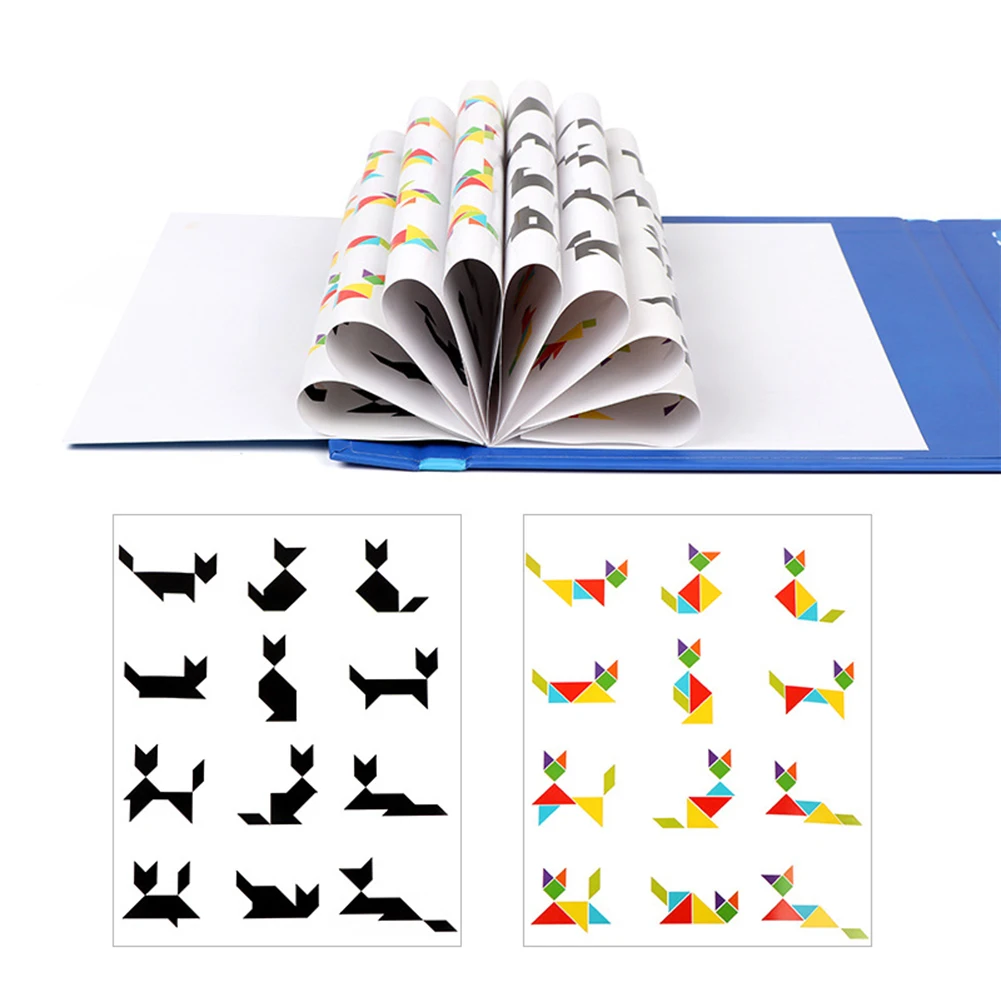 Baby Magnetic Tangram Jigsaw Puzzles Game IQ Book Brain Teaser Education Kids Toy Early Learning Development Toys For Chidlren