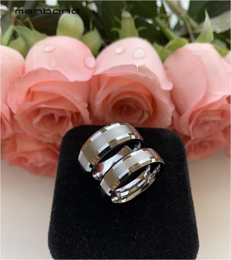 Обручальное кольцо для мужчин и женщин вольфрамовое с матовой отделкой 6 мм 8