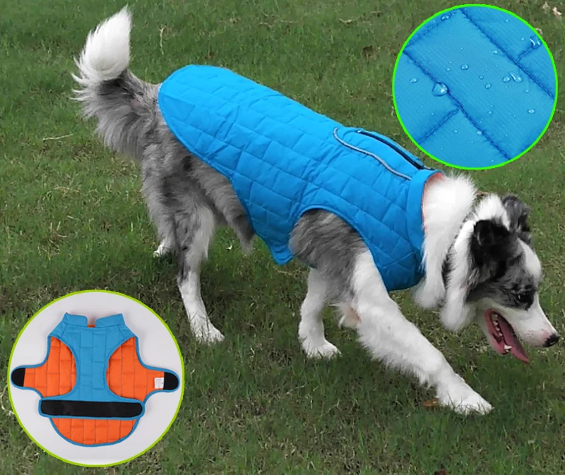 Водонепроницаемая Двусторонняя куртка для собак Дизайнерские теплые клетчатые