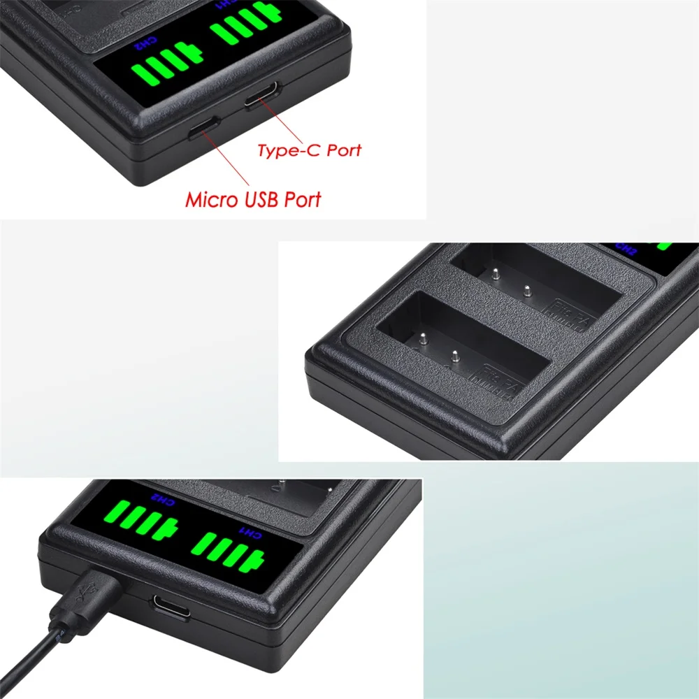 DMW-BLG10 BLG10E BLG10PP Зарядное устройство LED USB с двумя аккумуляторами типа C для Panasonic LUMIX
