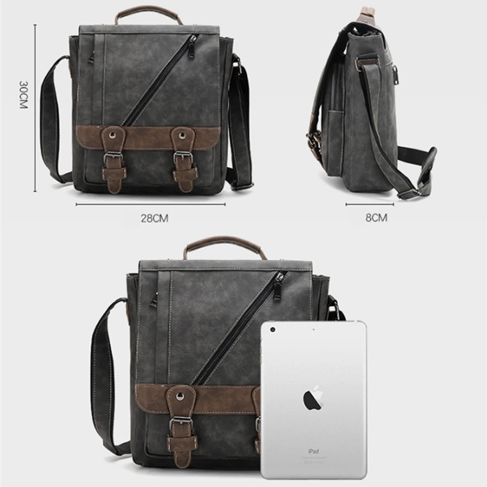 

Men's PU Leather Crossbody Bags Male Retro Casual Shoulder Bag Business Messenger Bags Multi-function Travel Handbags XA932ZC