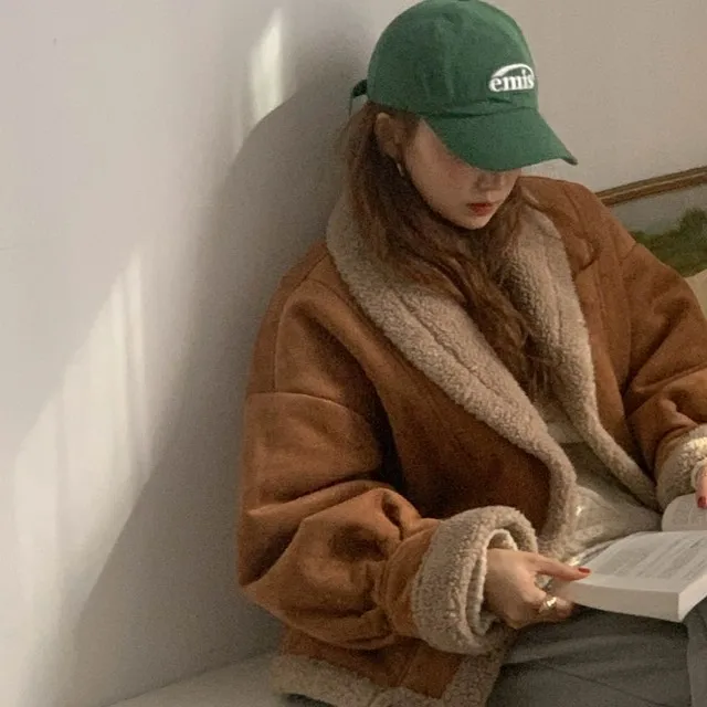 

Autumn Winter Woolen Coat For Women Vinatge Thick Warm Long Sleeve Loose Jacket Ladies Chic Woolly Outwear