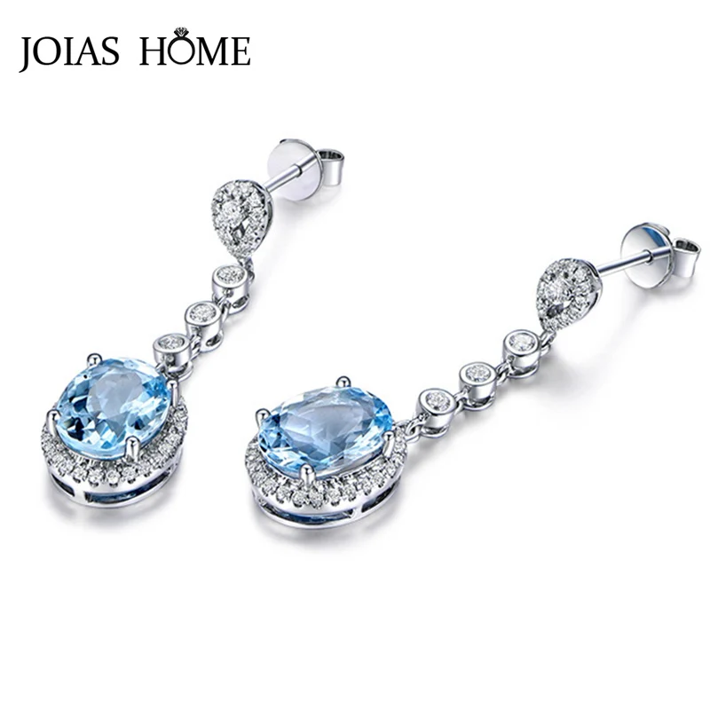

JoiasHome серьги из стерлингового серебра 925 пробы для очаровательных женщин с сапфиром круглой формы драгоценные камни для женщин Свадебная ве...
