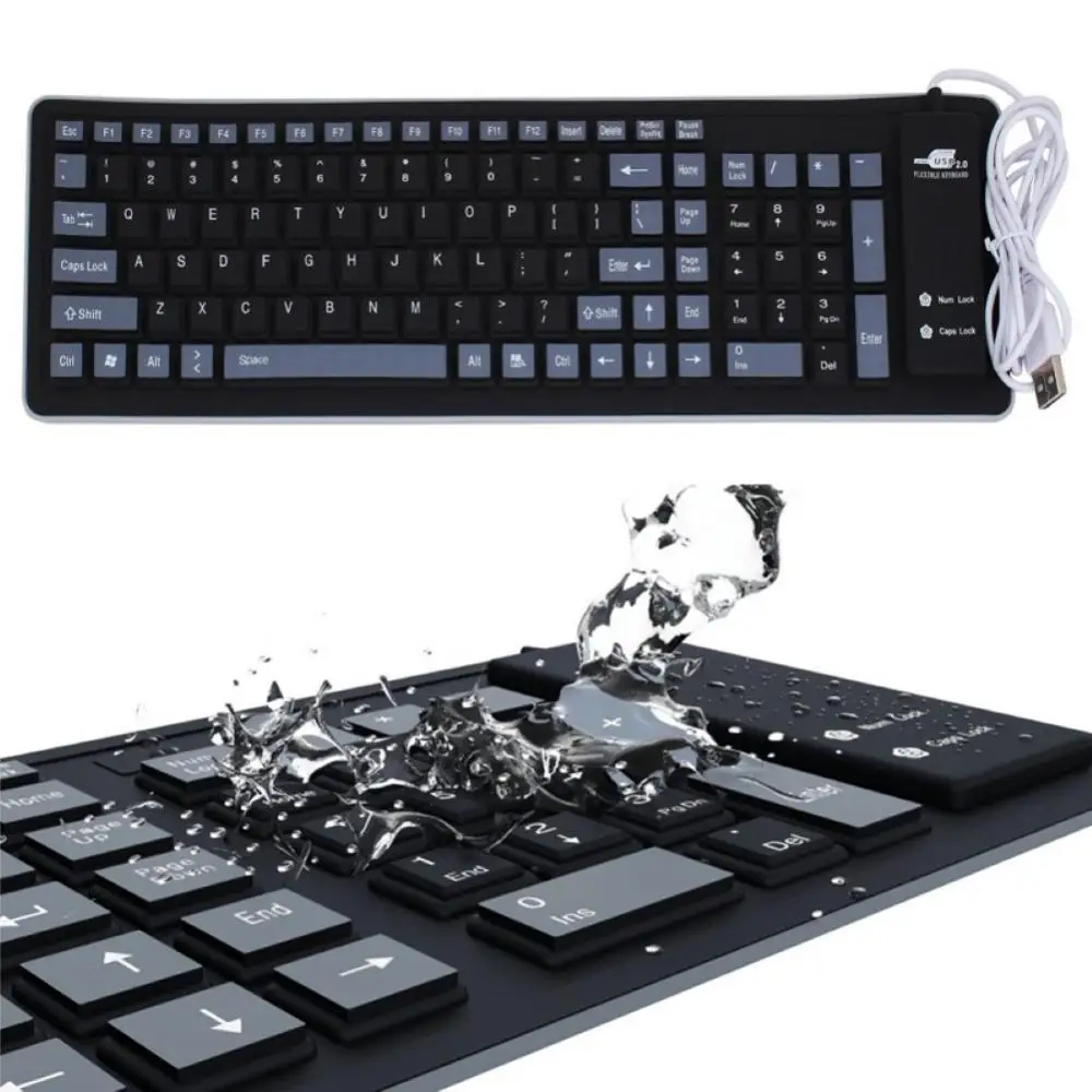 103 Keys Foldable Dustproof Soft Silicone Gaming Keyboard for Laptop/Computer