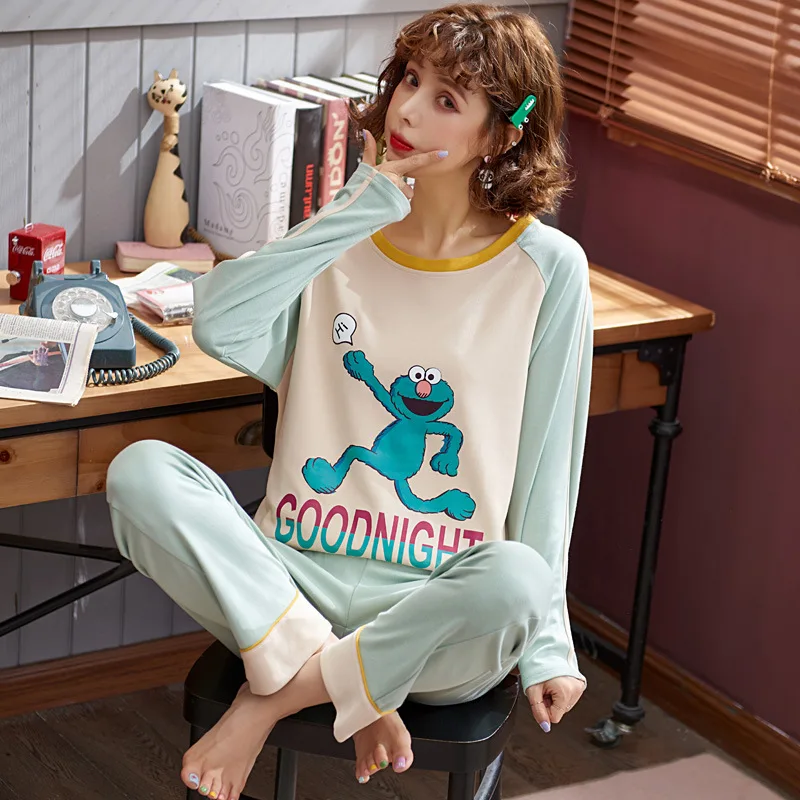 Женские пижамные комплекты с круглым вырезом героями мультфильмов Kawaii ночная