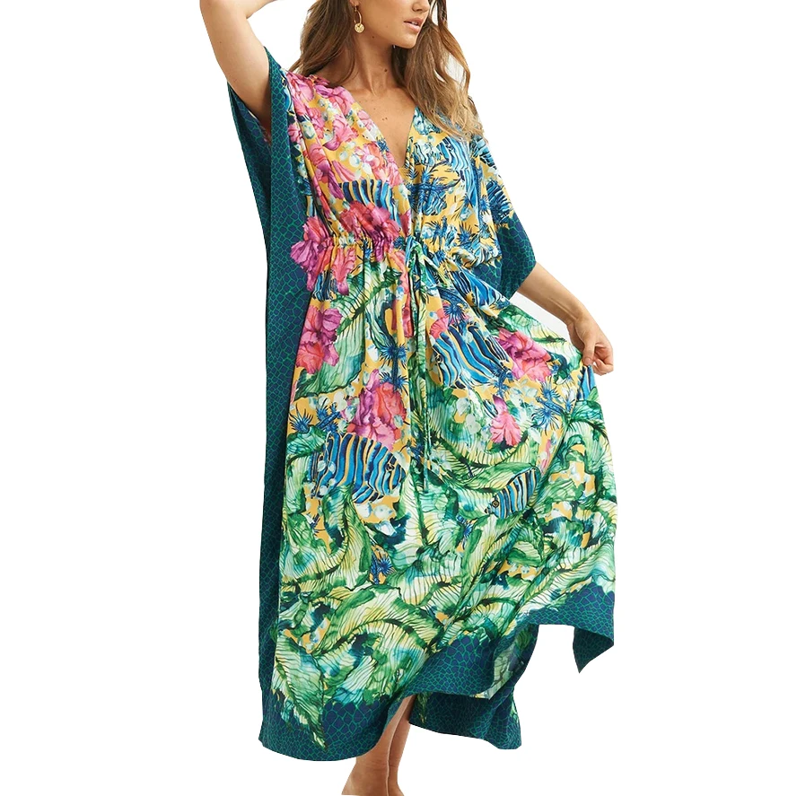 Пикантное пляжное платье большого размера с V образным вырезом накидки 2021