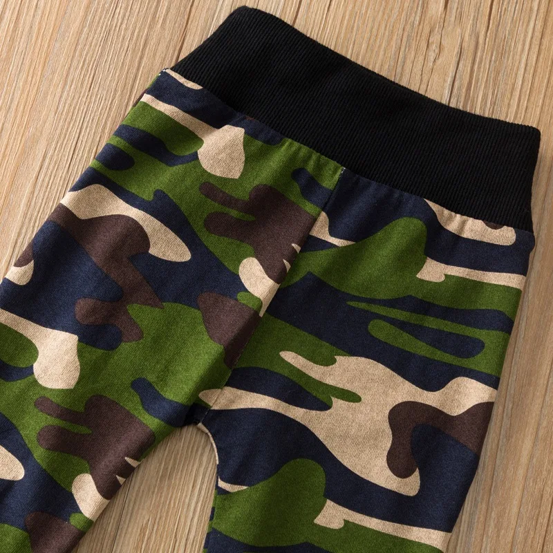 

Toddler Baby Boy Long Sleeve Romper Suit Infant Letter Printing Top Camouflage Pants Set Windproof Casual Bodysuit